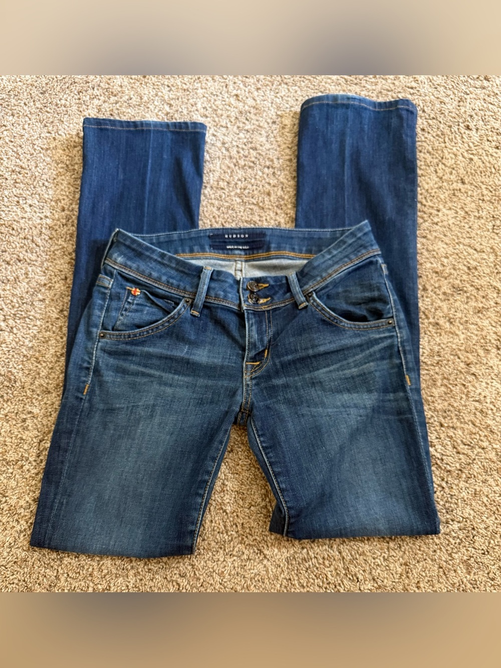 Hudson Signature Women’s Size 25 Bootcut Jeans Flap Pocket Made USA Dark Wash